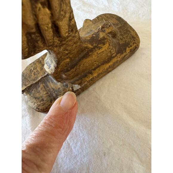 Mid Century Horned Owl Sculpture Modernist Figurine Gold Metal Statue Art MCM - Picture 8 of 9